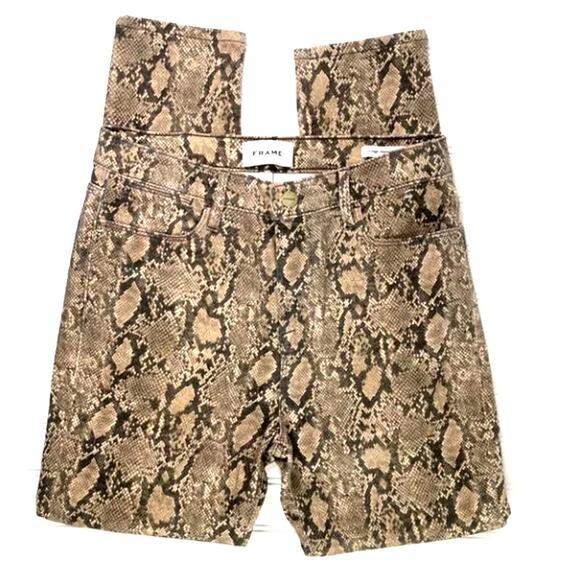 Frame Coated Python Brown Pants | Size 27 - Picture 2 of 9